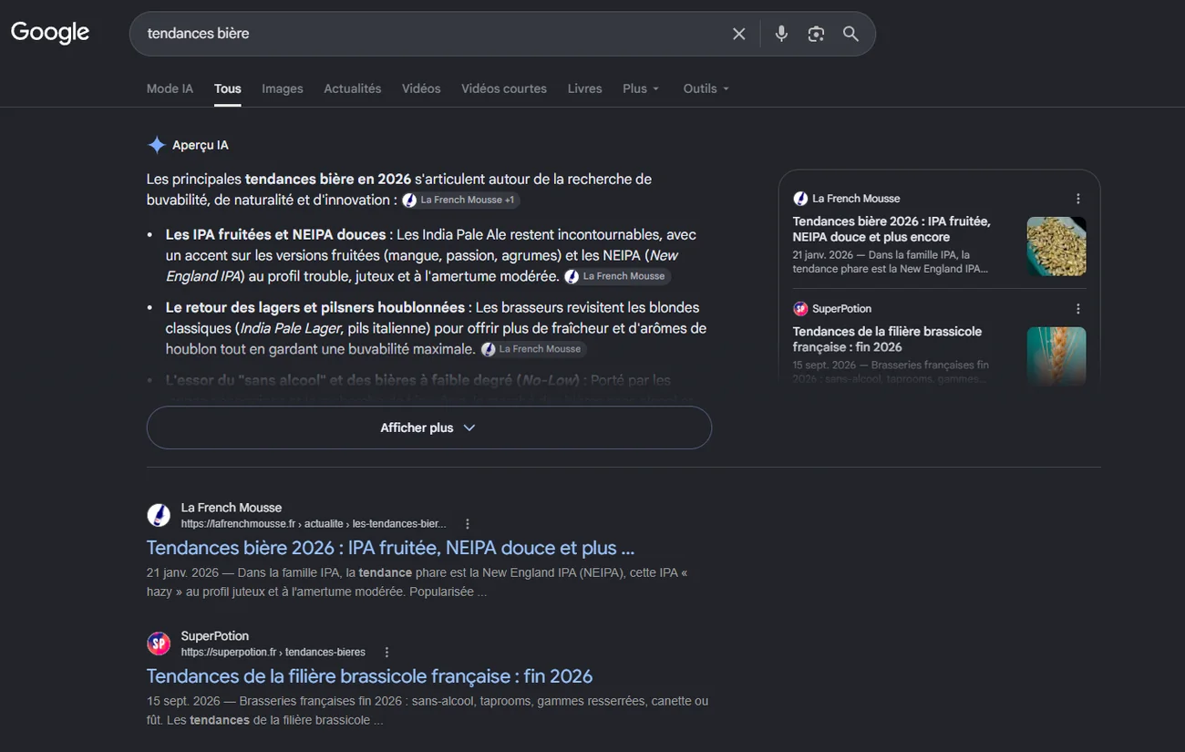 Résultats Google pour « tendances bière »