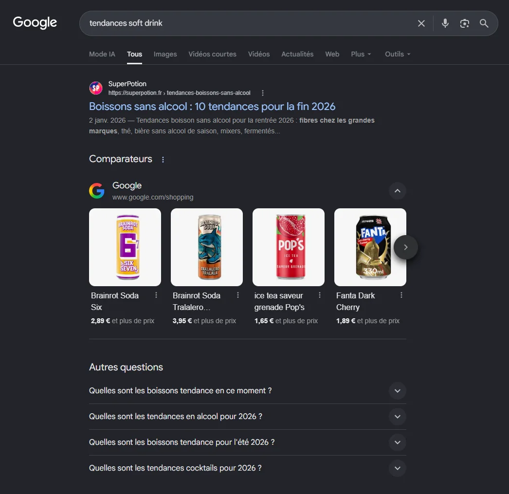 Résultats Google pour « tendances soft drink »