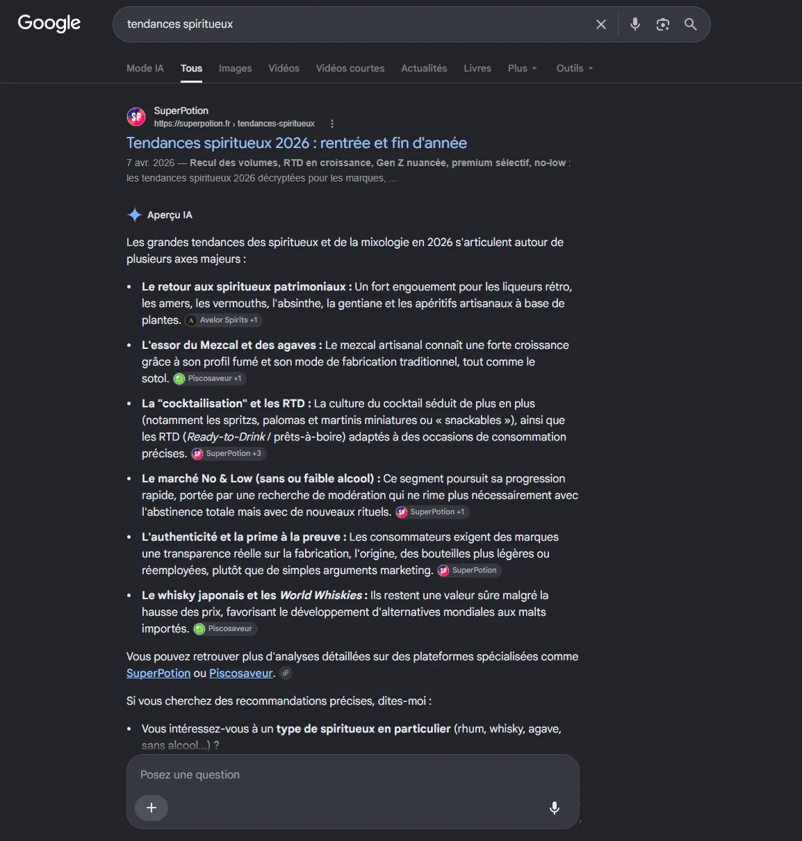 Résultats Google pour « tendances spiritueux »