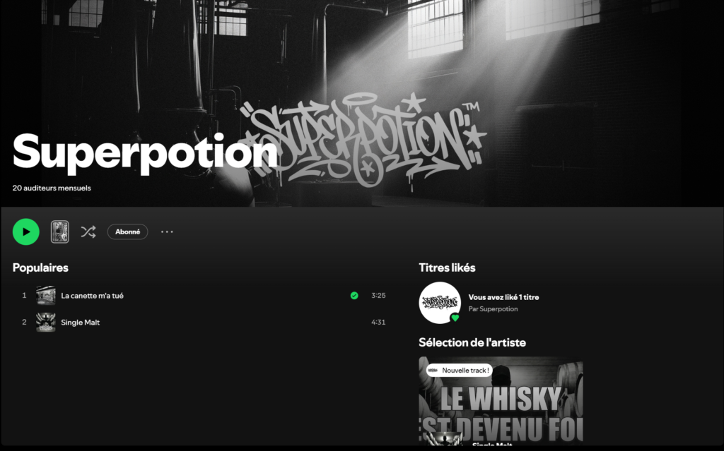Page Artiste de SUPERPOTION™ sur Spotify